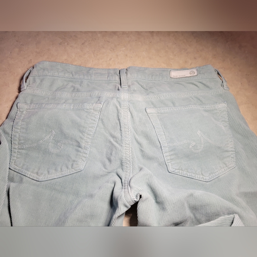 AG Adriano Goldschmiede 26 Reg Stevie Light Green Pants corduroy ankle slim stra - Picture 2 of 14